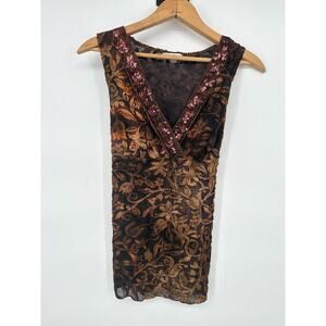 Vtg Moa Moa Top Whimsigoth Floral Velvet Burnout Sequin USA Forest Fairy Large